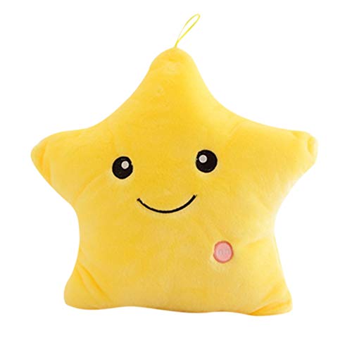 BOTCAM Oktopus Kuscheltier Colorful Five-Pointed Star Luminous Glowing Pillow Soft Plush Children Cute Toy Babyspielzeug (Yellow, One Size) von BOTCAM