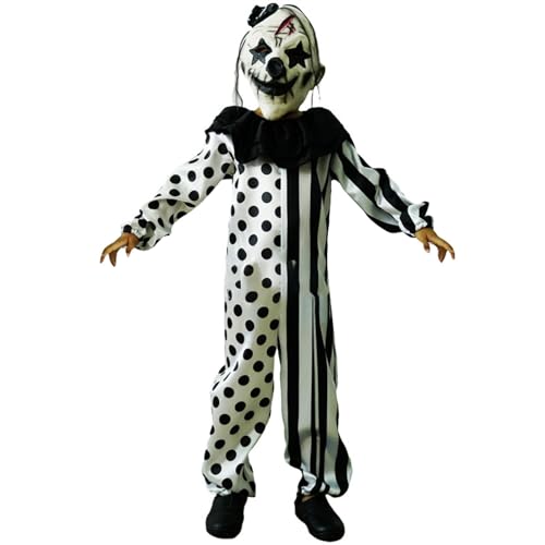 BOTCAM Strampler Junge Halloween-Clown, gepunktet, Spitzenkragen, Streifen-Overall, Halloween-Kostüm Kleidung Set (A, 10-12 Years) von BOTCAM