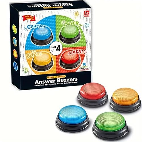 Booking Buzzer with Sound and Light 4 Pieces Learning Resources for Children Game Buzzers Recordable Buttons for Dog Interaction Booking Buzzer with Sound and Light 4 Pieces Learning Resources for Children Game Buzzers Recordable Buttons for Dog Interaction von BOTOING