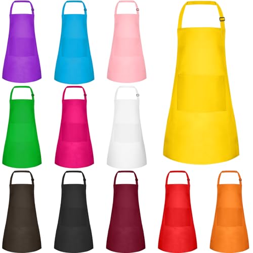BOUBONI 12 Stück Kinder Schürze mit 2 Taschen Verstellbare Kinderschürze für Jungen Mädchen Kinder Kochschürze Backschürze für Kochen Backen Malen Basteln Grillen Aktivitäten (12 Farben) BOUBONI 12 Stück Kinder Schürze mit 2 Taschen Verstellbare Kinderschürze für Jungen Mädchen Kinder Kochschürze Backschürze für Kochen Backen Malen Basteln Grillen Aktivitäten (12 Farben) von BOUBONI