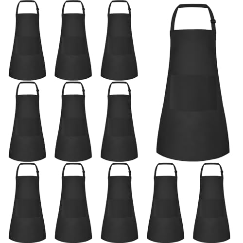 BOUBONI 12 Stück Kinder Schürze mit 2 Taschen Verstellbare Kinderschürze für Jungen Mädchen Kinder Kochschürze Kinder Backschürze für Kochen Backen Malen Basteln Grillen Aktivitäten (Schwarz) BOUBONI 12 Stück Kinder Schürze mit 2 Taschen Verstellbare Kinderschürze für Jungen Mädchen Kinder Kochschürze Kinder Backschürze für Kochen Backen Malen Basteln Grillen Aktivitäten (Schwarz) von BOUBONI