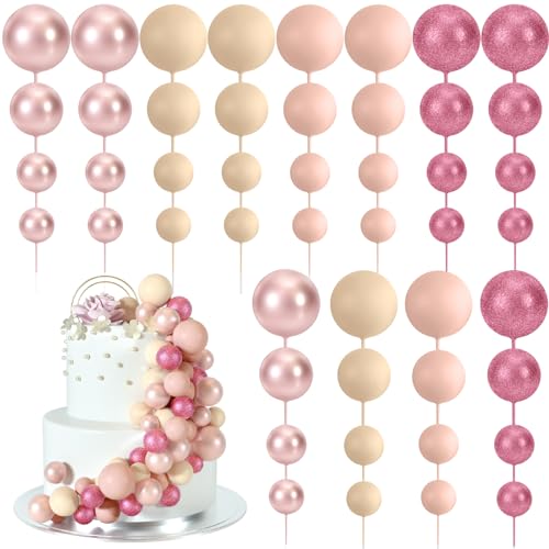 BOUBONI 48 Stück Tortendeko Kugeln Cake Topper Kuchen Dekorationen Ballon Cupcake Tortenaufleger für Geburtstag Party Hochzeit Babyparty Kuchendekoration (Glitzerrosa, Roségold, Hellbraun, Aprikose) BOUBONI 48 Stück Tortendeko Kugeln Cake Topper Kuchen Dekorationen Ballon Cupcake Tortenaufleger für Geburtstag Party Hochzeit Babyparty Kuchendekoration (Glitzerrosa, Roségold, Hellbraun, Aprikose) von BOUBONI