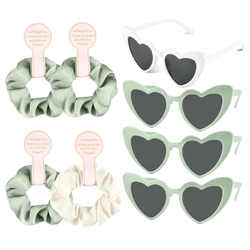 BOUBONI 7 Stück Satin-Haargummis für Brautjungfern, 7 Paar Junggesellinnenabschiede, elastisch, Brautparty, Haargummis, Ideen, Geschenk, herzförmige Sonnenbrille für Hochzeit, Party, Brautjungfer BOUBONI 7 Stück Satin-Haargummis für Brautjungfern, 7 Paar Junggesellinnenabschiede, elastisch, Brautparty, Haargummis, Ideen, Geschenk, herzförmige Sonnenbrille für Hochzeit, Party, Brautjungfer von BOUBONI