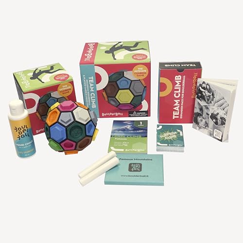 BOULDERBALL Team Climb - Fingerkletterspiel für Teamwork, Feinmotorik & Logisches Denken - Made in Italy - Inkl. Team Climb-Routenset & Liquid Chalk - Geschicklichkeitsspiel für Kinder & Erwachsene von BOULDER BALL