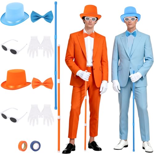 10-teiliges Halloween-Kostüm für Erwachsene, Blau und Orange, Zylinderhut, Fliege, Brille, Handschuhe, Socken und gespleißter Gehstock für Mann und Frau, Halloween, Cosplay, Party 10-teiliges Halloween-Kostüm für Erwachsene, Blau und Orange, Zylinderhut, Fliege, Brille, Handschuhe, Socken und gespleißter Gehstock für Mann und Frau, Halloween, Cosplay, Party von BOUTICOL