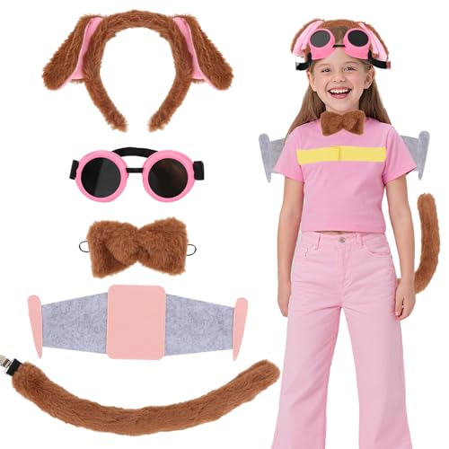 5-teiliges Luftrettungshunde-Kostüm mit Filzflügeln, rosa Steampunk-Brille, Fliege, Schwanz und Stirnband für Halloween, Cosplay-Party 5-teiliges Luftrettungshunde-Kostüm mit Filzflügeln, rosa Steampunk-Brille, Fliege, Schwanz und Stirnband für Halloween, Cosplay-Party von BOUTICOL
