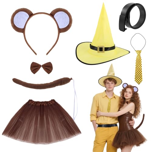 7-teiliges Halloween-Affenpa-Kostüm für Damen, Stirnbänder, Schwanzröcke und Männer, Hüte, Gürtel, Krawatten für Halloween, Cosplay, Party 7-teiliges Halloween-Affenpa-Kostüm für Damen, Stirnbänder, Schwanzröcke und Männer, Hüte, Gürtel, Krawatten für Halloween, Cosplay, Party von BOUTICOL