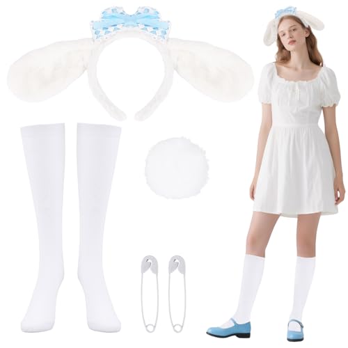 BOUTICOL Halloween-Kostüm für Hunde, weiß, inkl. Stirnband, Schwanznadel, Socken für Damen, Cosplay, Erwachsene, 4 Stück BOUTICOL Halloween-Kostüm für Hunde, weiß, inkl. Stirnband, Schwanznadel, Socken für Damen, Cosplay, Erwachsene, 4 Stück von BOUTICOL