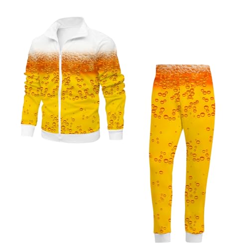 BOVOSHA Faschingskostüme Männer 80er 90er Jahre Outfit Damen für Trainingsanzug Herren Karneval Bier Kostüm (Orange, XXL) von BOVOSHA