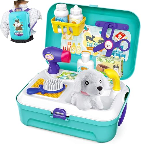 Tierarzt Spielset Hundesalon Haustier Einstellen im Koffer Kleiner Rucksack Rollenspiel Spielzeug mit 16-teilig für Kinder 2 3 4 5 Tierarzt Spielset Hundesalon Haustier Einstellen im Koffer Kleiner Rucksack Rollenspiel Spielzeug mit 16-teilig für Kinder 2 3 4 5 von Sanlebi