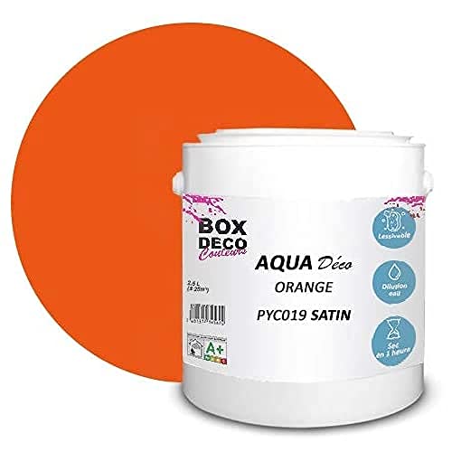 Aqua Déco Acrylfarbe, 2,5 l/25 m², Satin-Optik, Orange von BOX DECO COULEURS