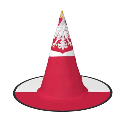 BOXILTD Flagge Polens Hexenhut für Frauen - Schwarz & Rosa Halloween Hüte für Party, Kostüm, Rollenspiel, Zauberer Hut von BOXILTD