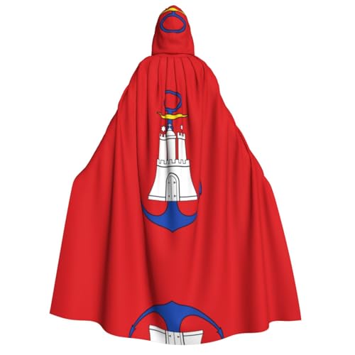 BOXILTD Kapuzenumhang mit Hamburger Flagge, Unisex, für Erwachsene, Schwarz und Weiß, Kapuzenumhang für Halloween, Cosplay-Kostüme BOXILTD Kapuzenumhang mit Hamburger Flagge, Unisex, für Erwachsene, Schwarz und Weiß, Kapuzenumhang für Halloween, Cosplay-Kostüme von BOXILTD