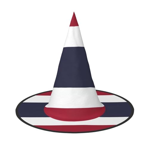 BOXILTD Thailand Flagge Hexenhut für Frauen - Schwarz & Rosa Halloween Hüte für Party, Kostüm, Rollenspiel, Zauberer Hut von BOXILTD