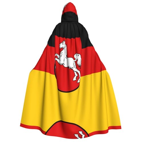 BOXILTD Umhang mit Kapuze Niedersachsen, Unisex, für Erwachsene, Schwarz und Weiß, Kapuzenumhang für Halloween, Cosplay-Kostüme von BOXILTD