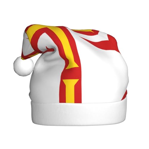 Flagge der Guernsey-Inseln, festliche Weihnachtsmützen für Erwachsene – gemütliche Nikolausmütze für Männer und Frauen, Neujahrsparty-Zubehör, Rot Flagge der Guernsey-Inseln, festliche Weihnachtsmützen für Erwachsene – gemütliche Nikolausmütze für Männer und Frauen, Neujahrsparty-Zubehör, Rot von BOXILTD