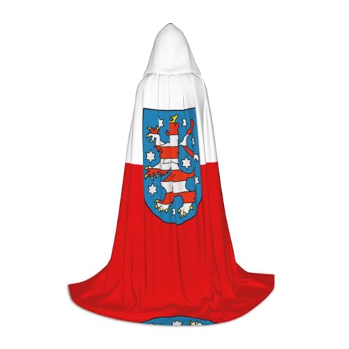 Halloween-Umhang mit Thüringen-Flagge, schwarzer Kapuzenumhang für Männer und Frauen, perfektes Kostüm, Party, Cosplay, Umhang, geeignet für Jugendliche, Schwarz, M Halloween-Umhang mit Thüringen-Flagge, schwarzer Kapuzenumhang für Männer und Frauen, perfektes Kostüm, Party, Cosplay, Umhang, geeignet für Jugendliche, Schwarz, M von BOXILTD