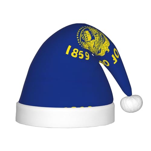 Oregon State Flag Weihnachtsmütze, Weihnachtsmützen für Jungen und Mädchen, Xmas Hut für Neujahr Festliche Party Dekoration, Rot von BOXILTD