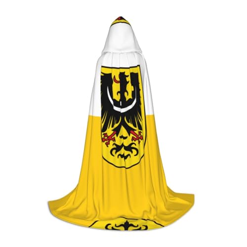 Schlesische Flagge, Halloween-Umhang, schwarzer Kapuzenumhang für Männer und Frauen, perfektes Kostüm, Party, Cosplay, Umhang, geeignet für Jugendliche Schlesische Flagge, Halloween-Umhang, schwarzer Kapuzenumhang für Männer und Frauen, perfektes Kostüm, Party, Cosplay, Umhang, geeignet für Jugendliche von BOXILTD