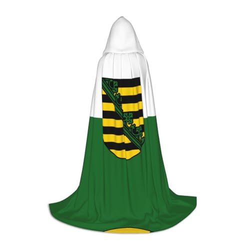 Schwarzer Umhang mit Sachsen-Flagge mit Kapuze für Männer und Frauen, perfekt für Kostümpartys und Cosplay, geeignet für Teenager Schwarzer Umhang mit Sachsen-Flagge mit Kapuze für Männer und Frauen, perfekt für Kostümpartys und Cosplay, geeignet für Teenager von BOXILTD