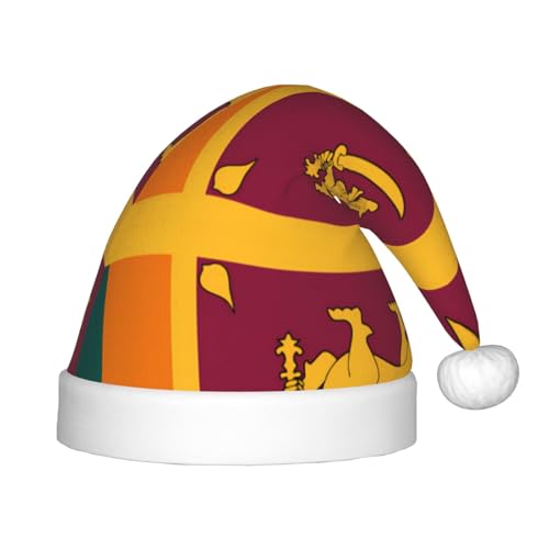 Sri Lanka Flagge Weihnachtsmütze, Weihnachtsmützen für Jungen und Mädchen, Xmas Hut für Neujahr Festliche Party Dekoration, Rot von BOXILTD
