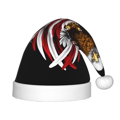USA-Flagge Patriotischer Adler Weihnachtsmütze, Weihnachtsmützen für Jungen und Mädchen, Weihnachtsmütze für Neujahr Festliche Partydekoration, Rot USA-Flagge Patriotischer Adler Weihnachtsmütze, Weihnachtsmützen für Jungen und Mädchen, Weihnachtsmütze für Neujahr Festliche Partydekoration, Rot von BOXILTD