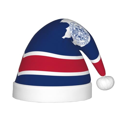 Wyoming Staatsflagge Weihnachtsmütze, Weihnachtsmützen für Jungen und Mädchen, Xmas Hut für Neujahr Festliche Party Dekoration, Rot von BOXILTD