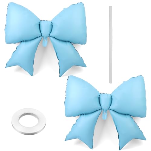 2 Stk Große Schleifenballons, Partydekorationen mit Schleifenmotiv Elegante Koketten Luftballons für Koketten Geburtstag Hochzeit Verlobungsfeier Dekoration (Blau) von BOXOB