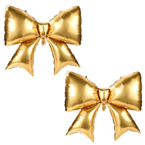 2 Stk Große Schleifenballons, Partydekorationen mit Schleifenmotiv Elegante Koketten Luftballons für Koketten Geburtstag Hochzeit Verlobungsfeier Dekoration (Gold) von BOXOB