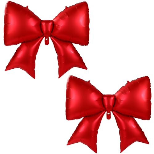 2 Stk Große Schleifenballons, Partydekorationen mit Schleifenmotiv Elegante Koketten Luftballons für Koketten Geburtstag Hochzeit Verlobungsfeier Dekoration (Rot) von BOXOB