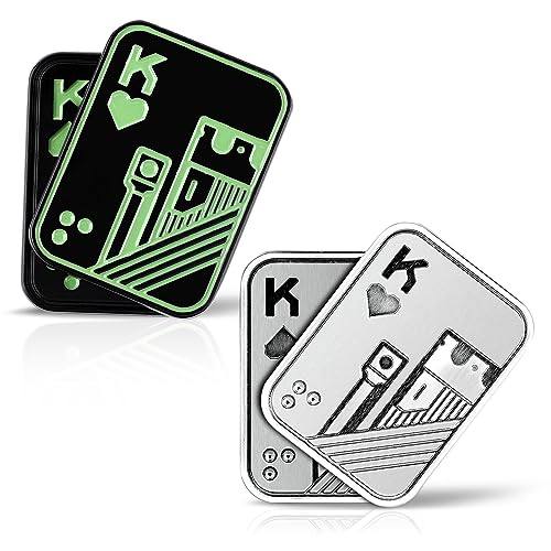 2 Stück Fidget Toys Metall, Metall Poker Push Karte mit Silbernem KK und Schwarzem KK Lustiges EDC Magnetisches Metall Fidget Spielzeug zum Stressabbau von BOXOB