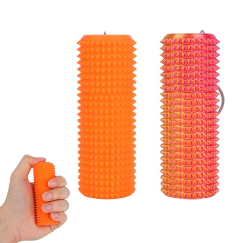 2 Stück Spiky Grippie Stim Schlüsselanhänger, zu Öffnender Rollen Schlüsselanhänger mit Aufbewahrung Schmerzstimulations Zappelspielzeug zur Linderung von Angstzuständen und zur Konzentration von BOXOB