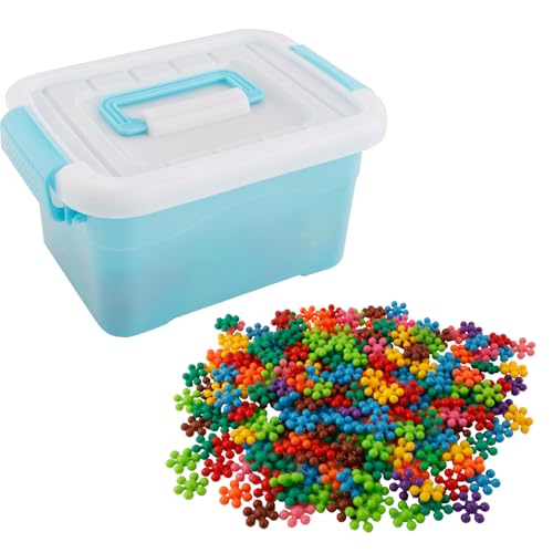 300stk Pflaumenblüten-Baustein-Set, Massiver Kunststoff Ineinandergreifende Scheiben-Bausteine STEM-Lernspielzeug für Vorschule Kinder Jungen Mädchen Alter 4–8 (Bunt) von BOXOB