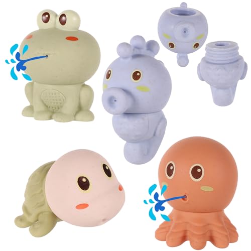 4 Stück Badespielzeug, Badespielzeug Tiere Wasserspielzeug für Babys Badewannenspielzeug Duschspielzeug Kinder Interaktiv Schwimmspielzeug für Säuglinge Kleinkinder 6-18 Monate von BOXOB