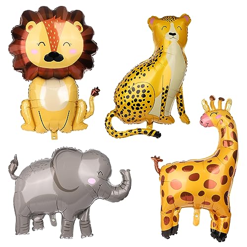4 Stück Wildtier Ballon, 4 Stile Dschungel Safari Tier Ballons Große Party-Ballons mit Tiermotiv Elefant, Löwe, Giraffe, Gepard Folienballons Geburtstagsparty-Zubehör 4 Stück Wildtier Ballon, 4 Stile Dschungel Safari Tier Ballons Große Party-Ballons mit Tiermotiv Elefant, Löwe, Giraffe, Gepard Folienballons Geburtstagsparty-Zubehör von BOXOB