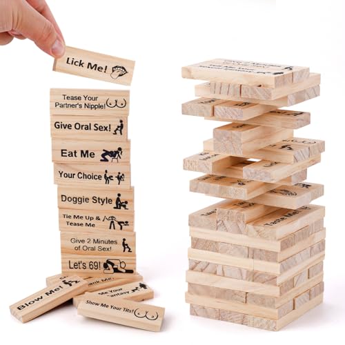 48 St Block Spiel, The Lust Tower Blocks Bausteine für Paar-Dating Tumbling Tower zum Valentinstag Aufregende-Puzzles Intimitäts- und Spaßspiele für Paare im Schlafzimmer von BOXOB