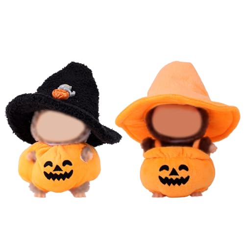 4stk Halloween-Kürbis-Outfit für Puppen, Hexenhut und Modeaccessoires für Puppensammler und Partydekorationen (Keine Puppe Enthalten) von BOXOB