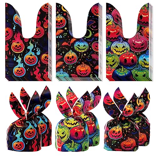 BOXOB 50St Halloween Süßigkeiten Tüte , Niedliche Kunststoff Hasenohren Süßigkeitstüten Süßes Oder Saures Halloween Tüten für Kekse, Süßigkeiten, Snacks, Leckereien (Stil 4) von BOXOB