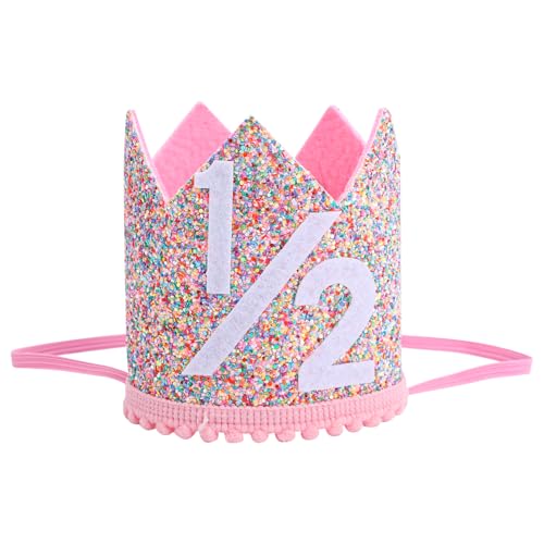 BOXOB 1/2 Geburtstag Baby Hut, Glitzer Regenbogen-Kronenhut für den Halben Geburtstag Süß Dekoration zum 6. Monat als Party-Foto-Requisite BOXOB 1/2 Geburtstag Baby Hut, Glitzer Regenbogen-Kronenhut für den Halben Geburtstag Süß Dekoration zum 6. Monat als Party-Foto-Requisite von BOXOB