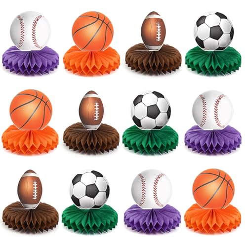 BOXOB 12 Stück Sport Bienenwaben Deko, Baseball Fußball Basketball Rugby Tisch Mittelstücke für Jungen Sport Geburtstagsparty Dekorationen BOXOB 12 Stück Sport Bienenwaben Deko, Baseball Fußball Basketball Rugby Tisch Mittelstücke für Jungen Sport Geburtstagsparty Dekorationen von BOXOB