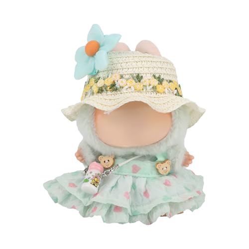 BOXOB 15cm und 17cm Puppenkleidung, Bezaubernd Puppenkleid mit Hut Stylisches Plüschspielzeug-Ankleide-Outfit zum Spielen und Präsentieren (Spielzeug Nicht im Lieferumfang Enthalten) von BOXOB