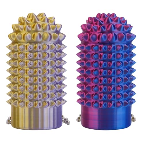 BOXOB 2 STK. Stacheliger Grippie Stim Schlüsselanhänger, Drehbarer Fidget Schlüsselanhänger Tragbares Schmerzspielzeug Sensorisches Spielzeug für Erwachsene Stressabbau Geschenk von BOXOB