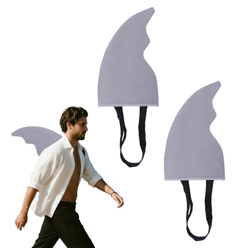 BOXOB 2 Stück Haifischflossen-Kostüm, Leicht zu Tragen Haifischflossen-Zubehör Grau Kostüm-Requisiten für Kinder und Erwachsene Cosplay Halloween Party Spaß Strandspiele von BOXOB