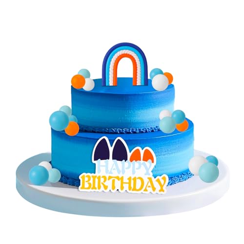 BOXOB 32stk Blaue Regenbogen-Kuchenaufsätze, Inklusive Weiß-Orangefarbenen Kuchenbällchen und Weiteren Geburtstagsparty-Dekorationen mit Blauem Hundethema für Babyparty und Geburtstag BOXOB 32stk Blaue Regenbogen-Kuchenaufsätze, Inklusive Weiß-Orangefarbenen Kuchenbällchen und Weiteren Geburtstagsparty-Dekorationen mit Blauem Hundethema für Babyparty und Geburtstag von BOXOB