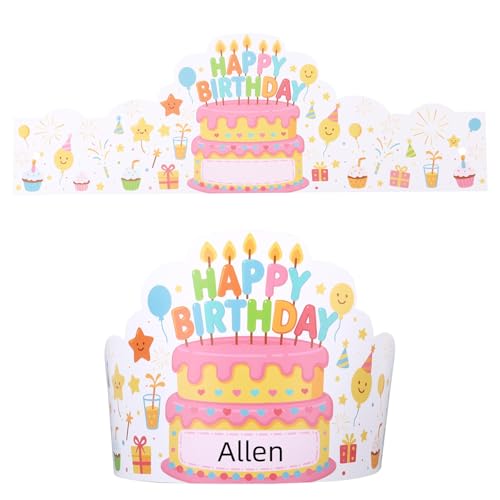 BOXOB 36 Stück Geburtstagskronen für Kinder, Papierkronen Happy Birthday-Hüte Party-Dekorationsset für Klassenzimmer Kindergarten Vorschule (Stil 1) von BOXOB