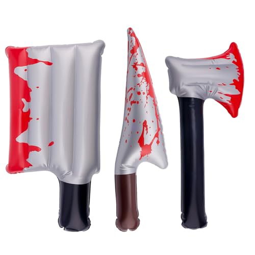 BOXOB 3stk Aufblasbare Blutige Halloween-Waffen, Lustige Scherzspielzeuge mit Messer Axt und Hackbeil Aufblasbares Requisiten-Set für Cosplay Horror-Halloween-Partydekorationen Streichzubehör BOXOB 3stk Aufblasbare Blutige Halloween-Waffen, Lustige Scherzspielzeuge mit Messer Axt und Hackbeil Aufblasbares Requisiten-Set für Cosplay Horror-Halloween-Partydekorationen Streichzubehör von BOXOB
