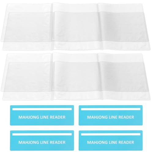 BOXOB 4 Mahjong Kartenschützer und 4 Linienfinder, Weiche Transparente Dreifach Faltbare Mahjong Kartenhüllen mit Klaren Führungen als Geschenk für Spielerinnen und Mütter von BOXOB