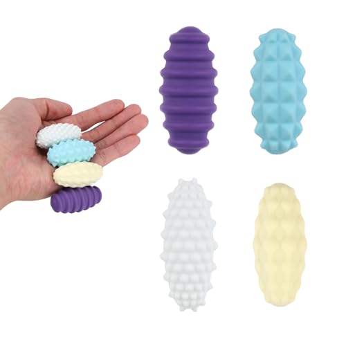 BOXOB 4 Stück Magnetische Fidget Bälle, Silikon Ovale Fidget Spielzeuge für Erwachsene und Teenager Texturierte Spielzeuge für Taktile Konzentration Leise Schreibtischmagnete Geschenk von BOXOB