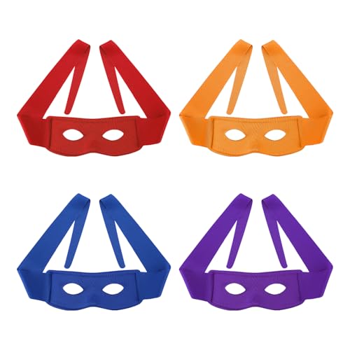 4 Stück Schildkröten Maske, Lustig Halloween Kostüm Augenmaske für Kinder Schildkröten Party Dekoration für Geburtstag Cosplay Verkleidungszubehör von BOXOB