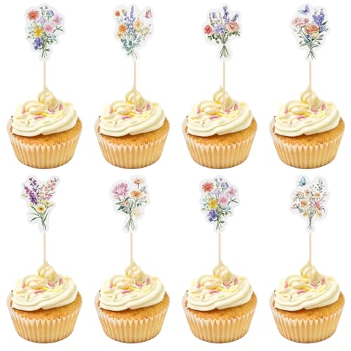 BOXOB 40stk Blumen-Cupcake-Topper, 7 Designs Wildblumen Deko für Geburtstag, Hochzeit, Babyparty, Verlobung & Feier Tortenaufsatz BOXOB 40stk Blumen-Cupcake-Topper, 7 Designs Wildblumen Deko für Geburtstag, Hochzeit, Babyparty, Verlobung & Feier Tortenaufsatz von BOXOB